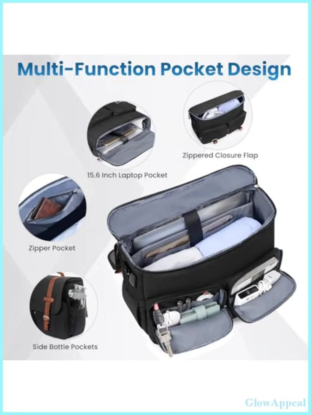 MATEIN Messenger Bag with USB Charging Port, 15.6 inch Laptop Bag